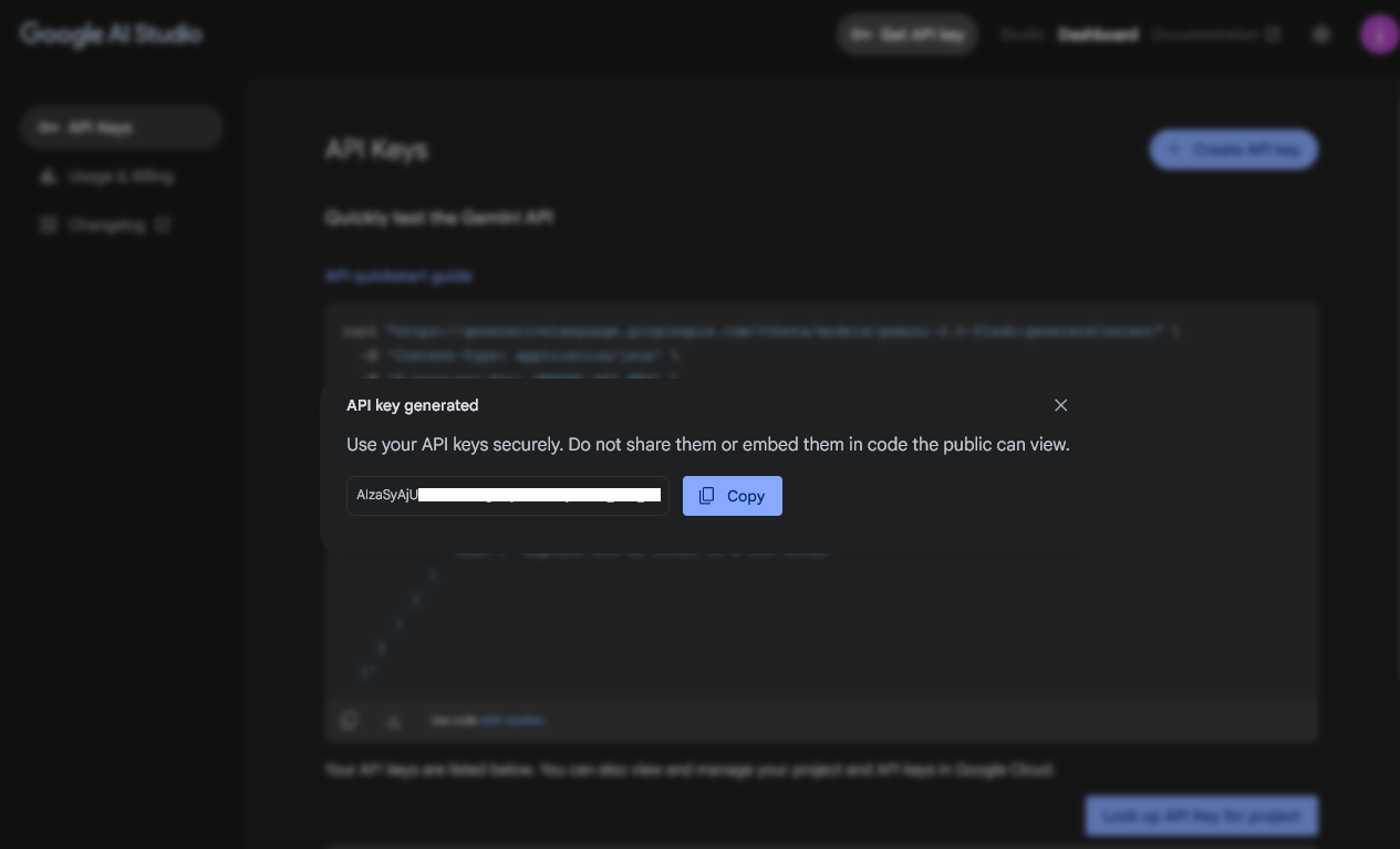 کپی کردن کلید API